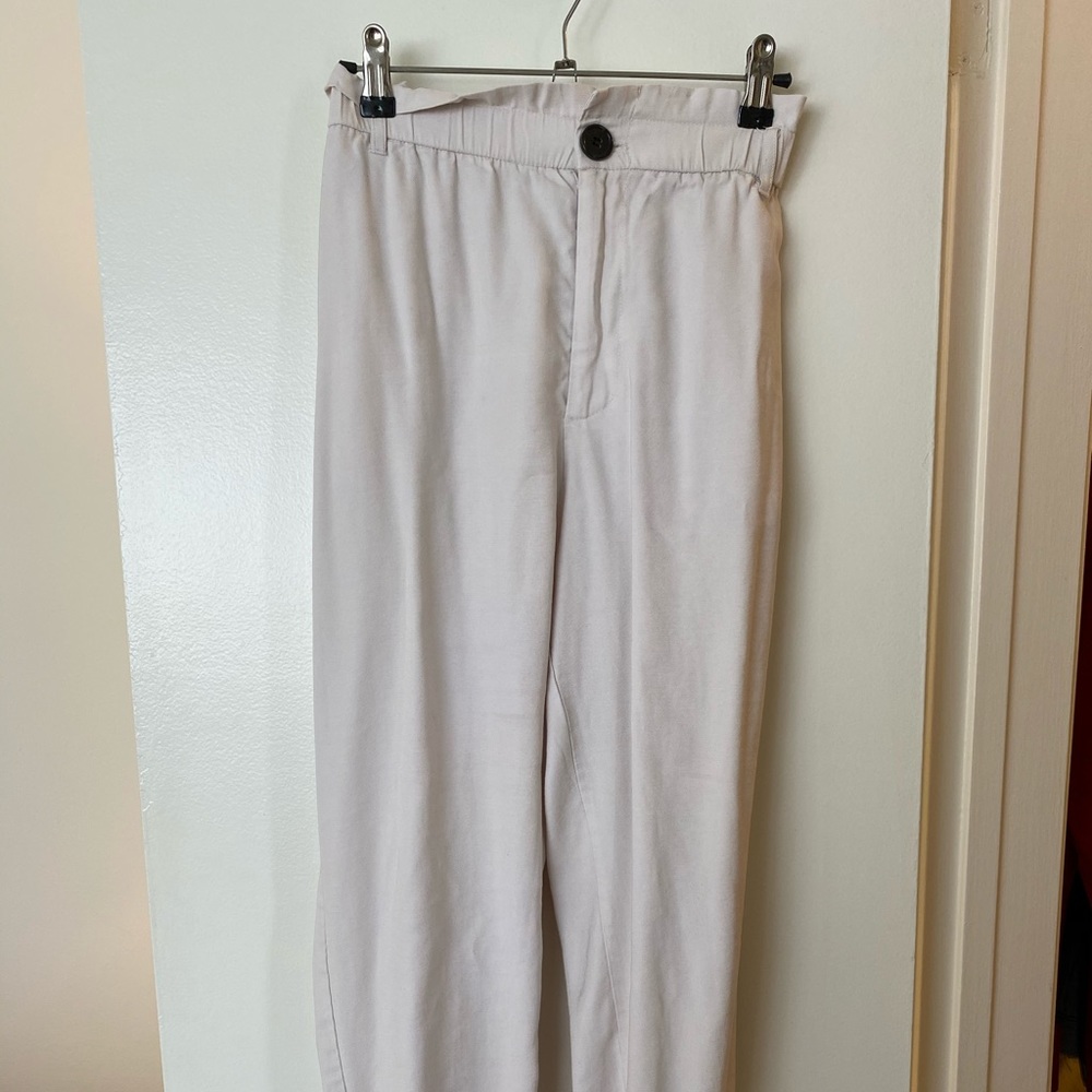 Zara Cream Paperbag Crepe Trousers